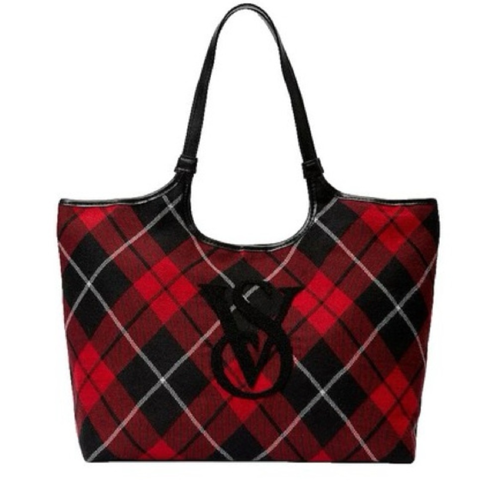 Victoria’s Secret Red and Black Plaid Tote Bag